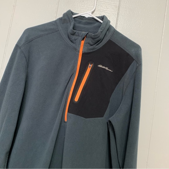Men’s Gray Eddie Bauer Reso Half Zip Long Sleeve Fleece Sweater - Picture 2 of 5